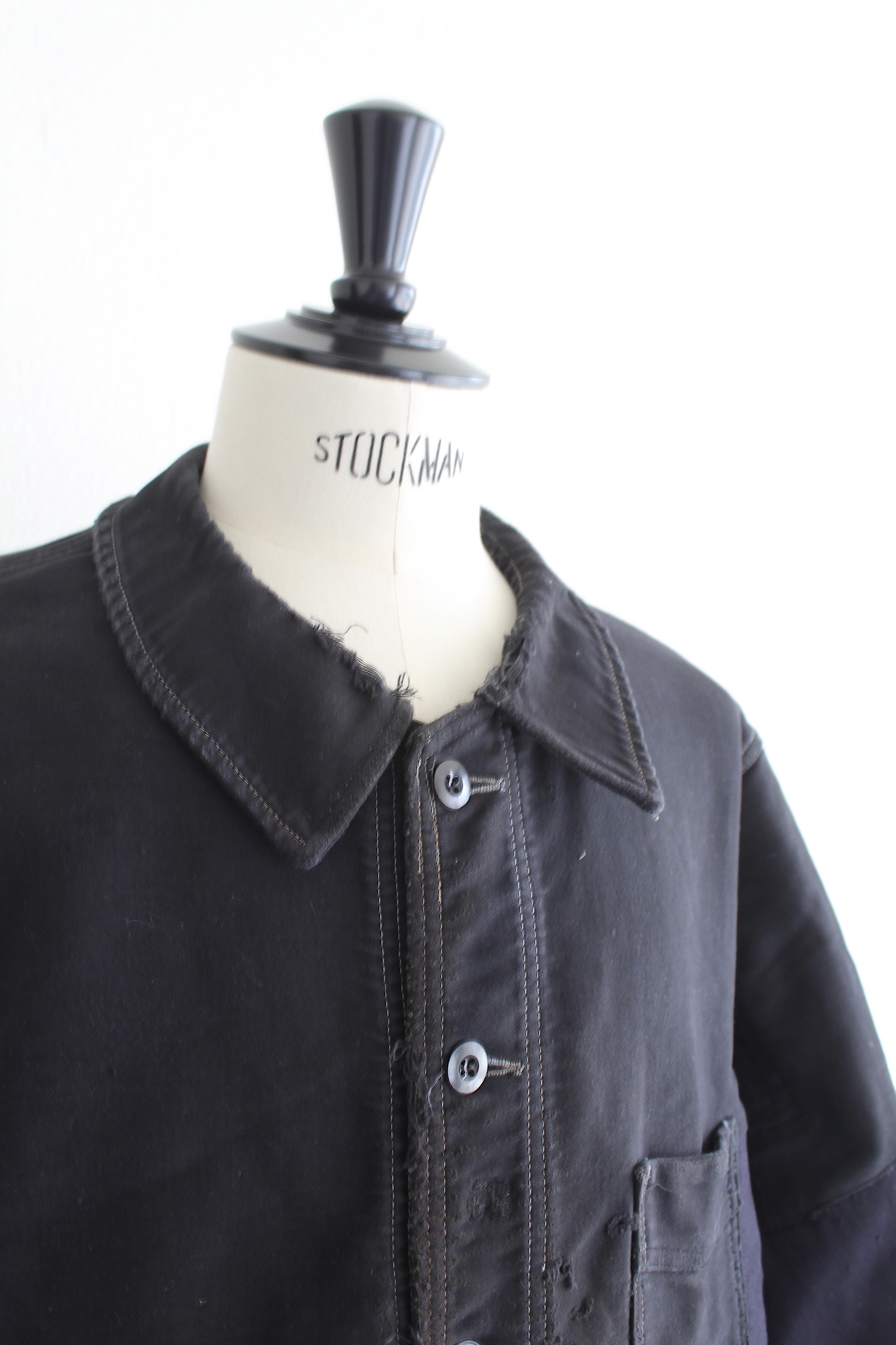 French Work Leather Jacket Black Vintage