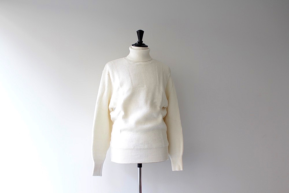 White/Ecru Royal Naval Submarine Sweater - 100% Wool Roll Neck Jumper (Men's)