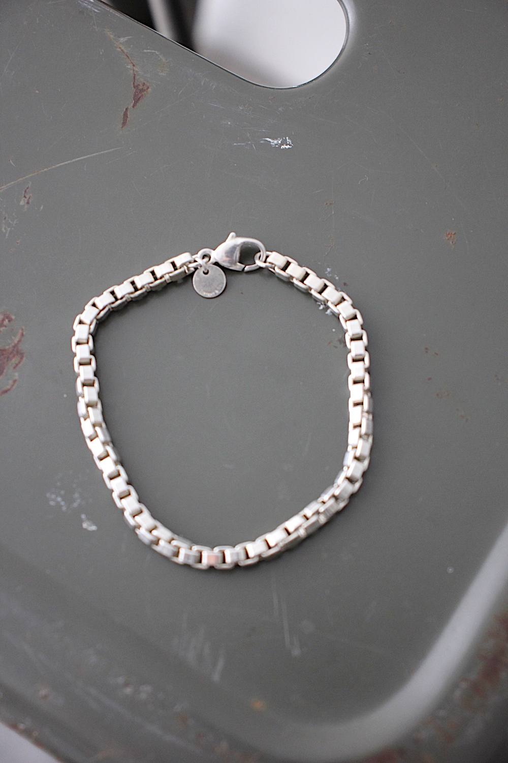 Vintage Silver Square Chain Bracelet 925